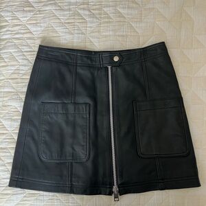 Walter Baker Black Mini Leather Skirt with Pockets